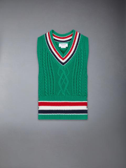 Thom Browne CHUNKY CASHMERE RWB STRIPE VEST