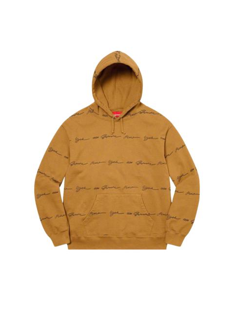 Supreme Supreme Script Stripe Hooded Sweatshirt 'Dark Mustard'