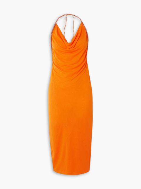 Dion Lee Barball open-back bead-embellished mesh halterneck midi dress