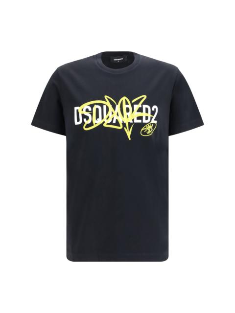 DSQUARED2 Dsquared2 Cotton Printed T-shirt Black