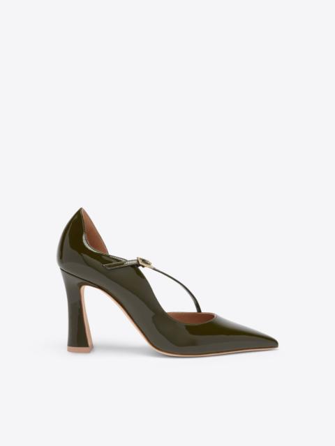 MALONE SOULIERS Bettina 90 Dark Green Patent Heeled Pumps