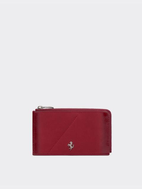 Ferrari Wallet with zip in smooth leather and nubuck