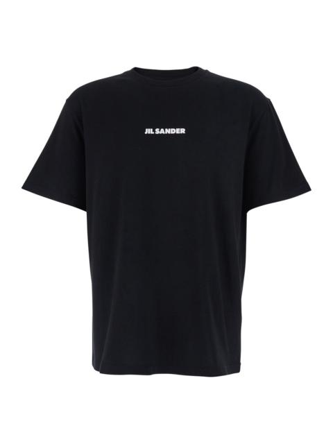 Jil Sander Jil Sander Men Black Crewneck T-Shirt With Logo Lettering On The Front In Cotton Man