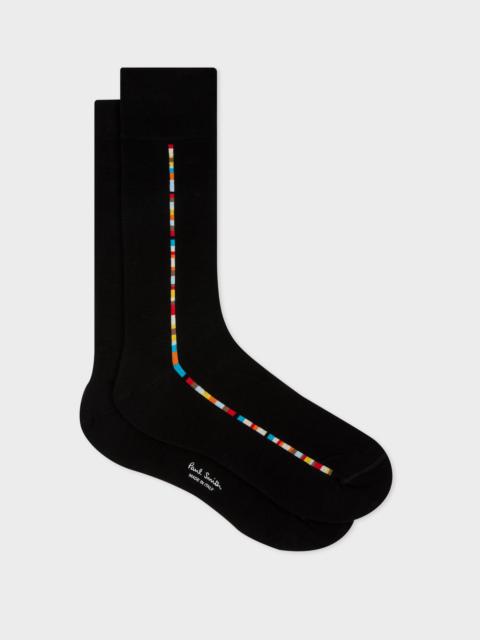 Paul Smith Black 'Signature Stripe' Central Trim Socks