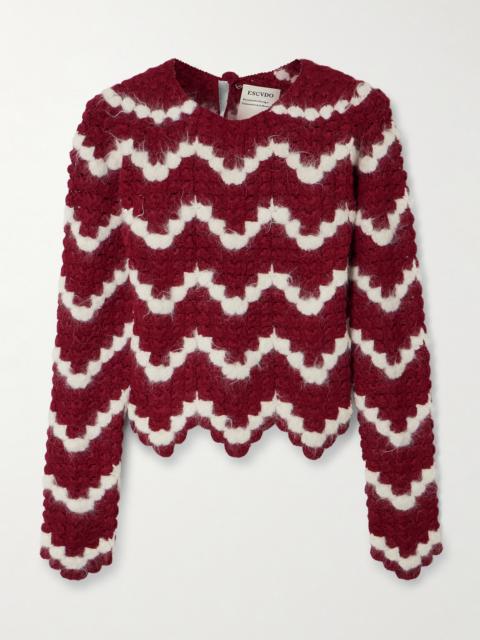 ESCVDO Safi Scalloped Cropped Crocheted Alpaca Top