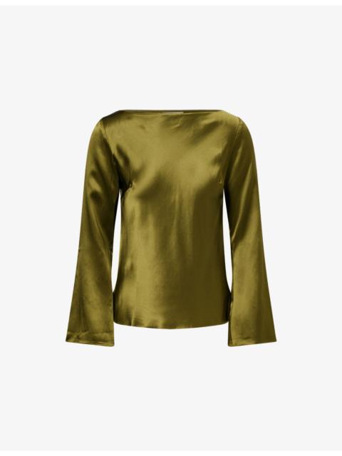 Reformation Marlow Boat-Neck Silk Top