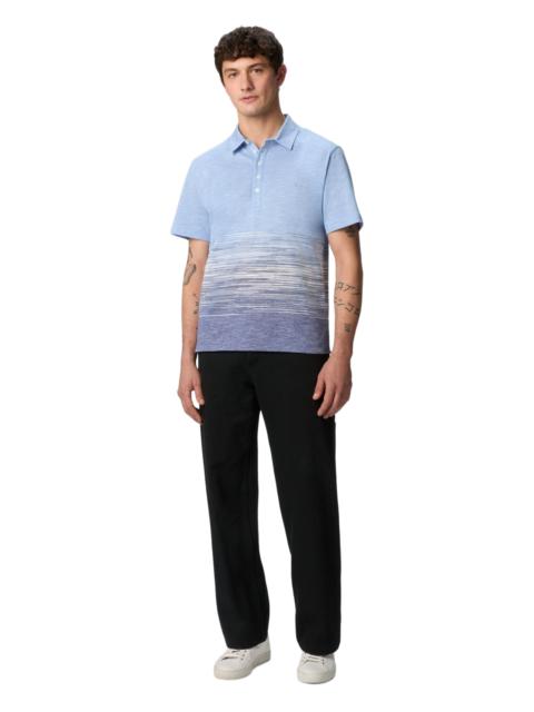 Missoni Missoni Slub Cotton And Linen Polo Shirt With Zigzag Embroidery in Blue at Nordstrom