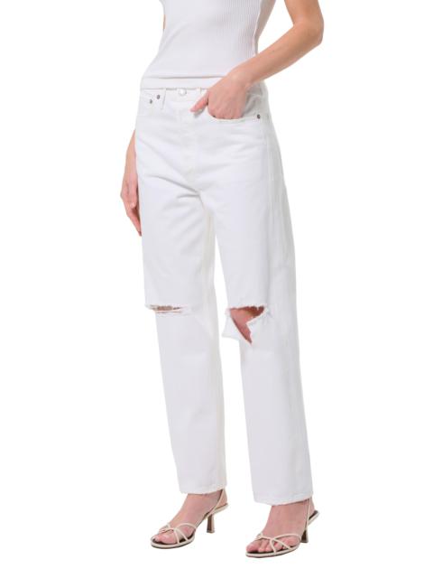 AGOLDE AGOLDE '90s Ripped Mid Rise Relaxed Straight Leg Jeans in Cloudburst at Nordstrom
