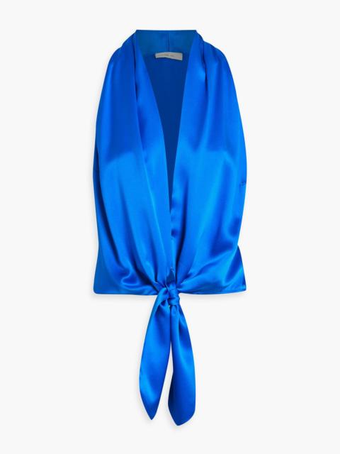 THE SEI Tie-front silk-satin top