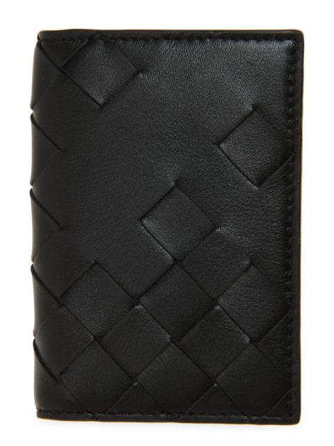 Bottega Veneta Bottega Veneta Intrecciato Leather Passport Case in 8803 Black/Silver at Nordstrom