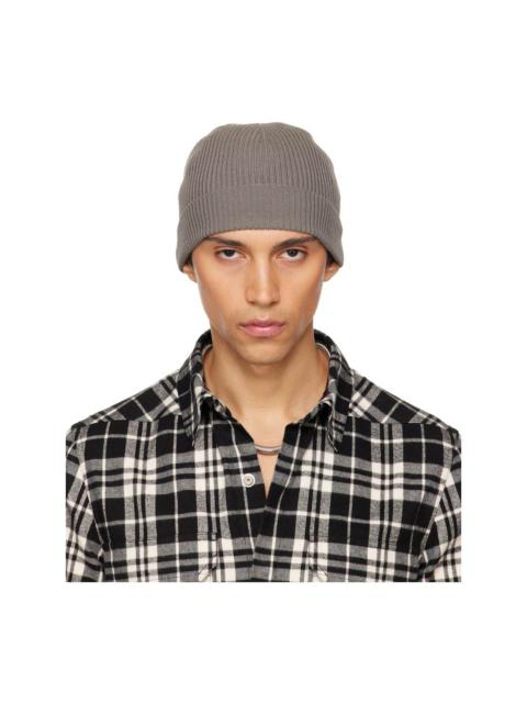 Rick Owens Gray Temple Ribbed Beanie
