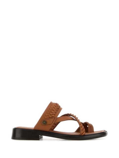 Burberry Burberry Women Caramel Leather Thong Slippers