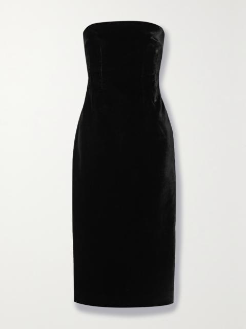 WARDROBE.NYC Strapless Velvet Midi Dress