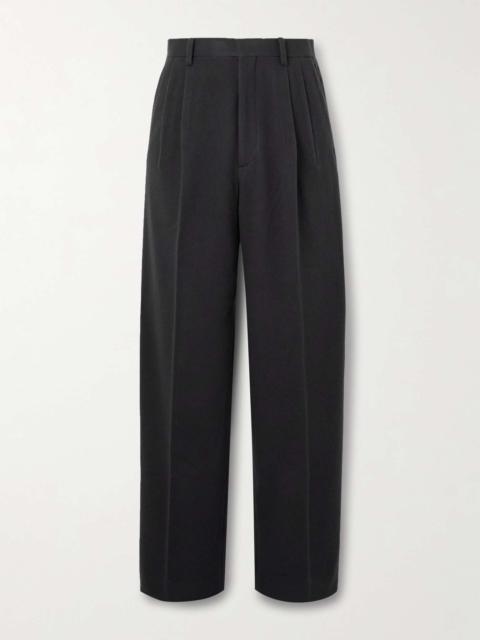 Straight-Leg Pleated Super 180s Wool-Flannel Trousers