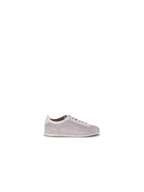 CONTRASTING HEEL SUEDE SNEAKERS