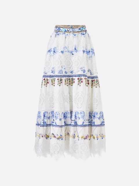 CAMILLA HIGH WAISTED TIERED MIDI SKIRT