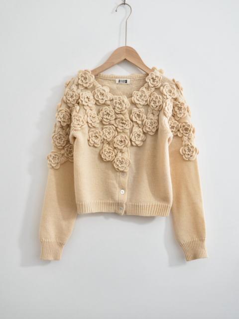 ISSEY MIYAKE Issey Miyake 80s 3d Rose Cream Knit Sweater