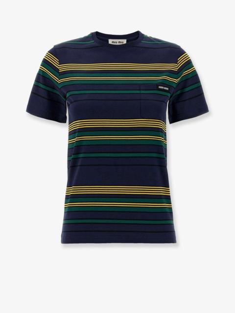 Miu Miu Miu Miu Women Cotton T-Shirt With Striped Pattern
