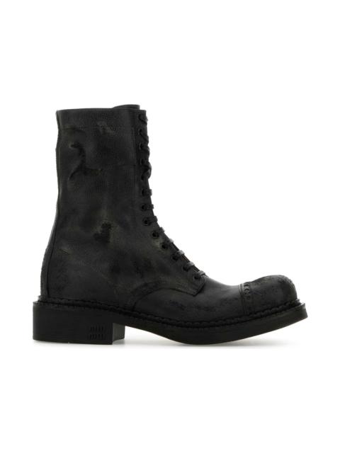 Miu Miu Black Leather Ankle Boots