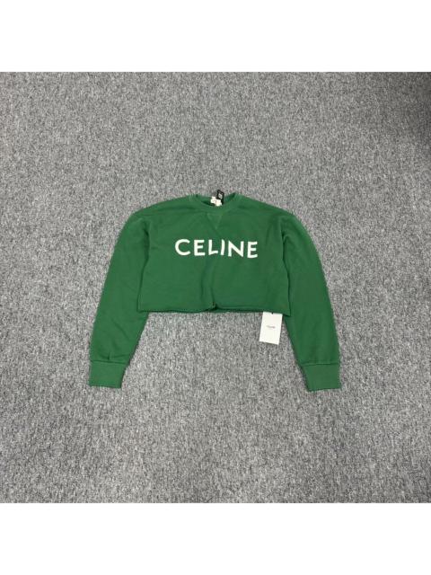 CELINE Celine Graphic Print Crew Neck Cropped Sweatshirt In Green