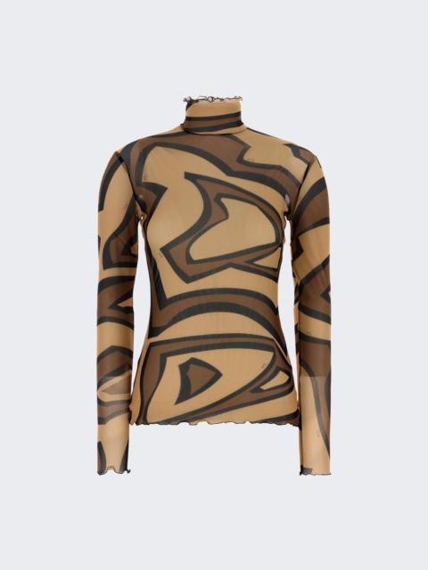 PUCCI Labirinto Print Tulle Top Gold