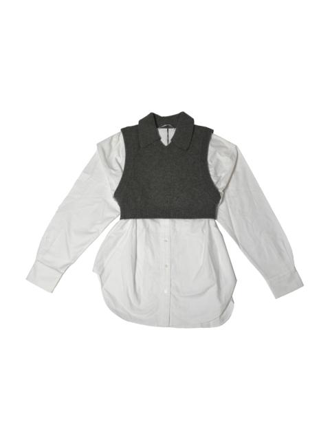 Alexander Wang Alexander Wang Bi-Layer Merino Wool Blend Vested Oxford Shirt