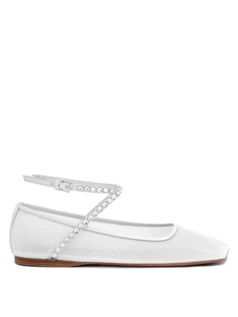 Amina Muaddi Amina Muaddi Ane Crystal Mesh Flats In White