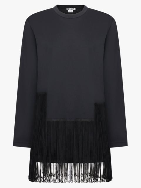 Comme Des Garçons CREW NECK LS TOP WITH TASSEL HEM | BLACK