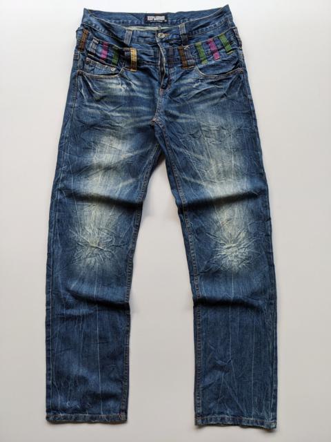 Other Designers 14th Addiction × Japanese Brand × Le Grande Bleu (L.G.B.) - Nylaus Explosion double waist clawmark jeans