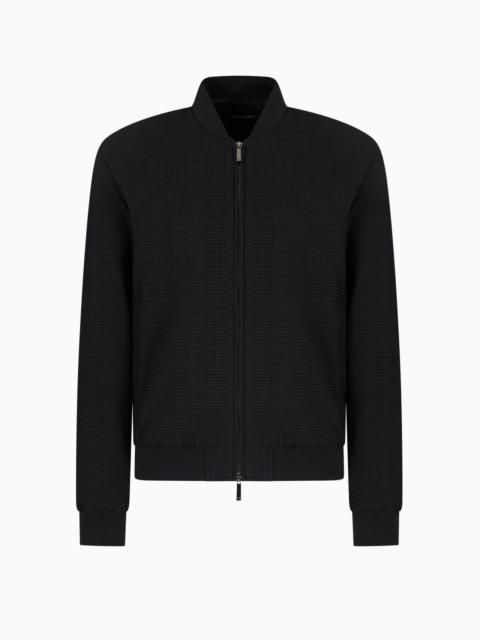 EMPORIO ARMANI VIRGIN-WOOL BOMBER JACKET WITH 3D-EFFECT WEAVE