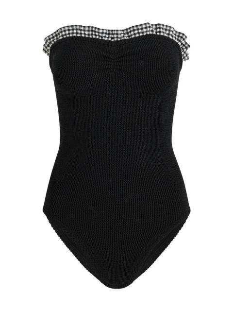 Hunza G Hunza G Dolly Ruffle-trimmed Seersucker Swimsuit