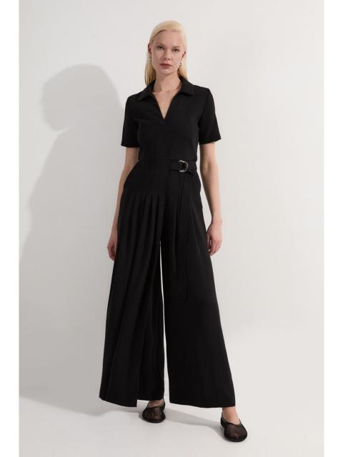 KAREN MILLEN Soft Tailored Pleated Belted Jumpsuit
