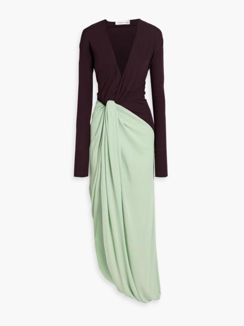 Victoria Beckham Draped two-tone jersey maxi dress