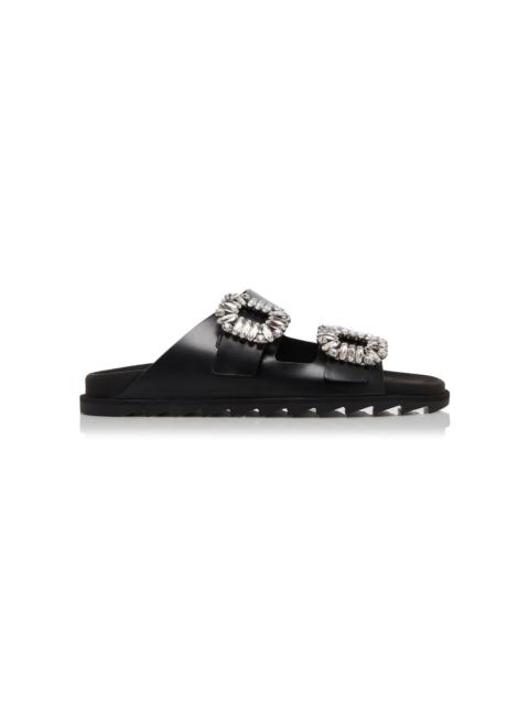 Roger Vivier Slidy Viv Buckle Leather Sandals black