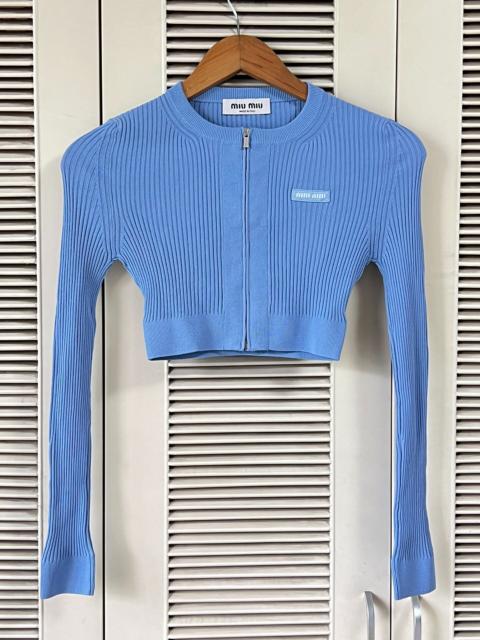 Miu Miu Miu Miu Knit Blue Cropped Cardigan