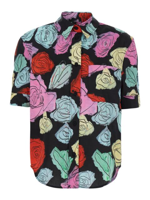 Marni Marni Women Multicolor Shirt With All-Over Rose Print And Chest Pocket In Cotton Woman
