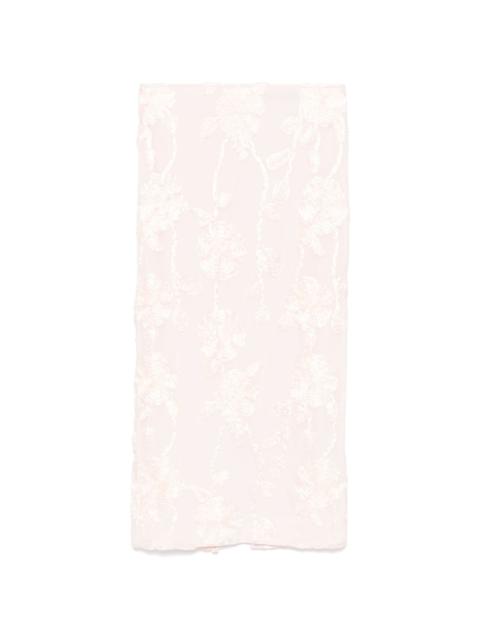ROTATE floral-mesh pencil skirt
