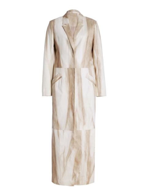 LAPOINTE Marbled Leather Coat ivory