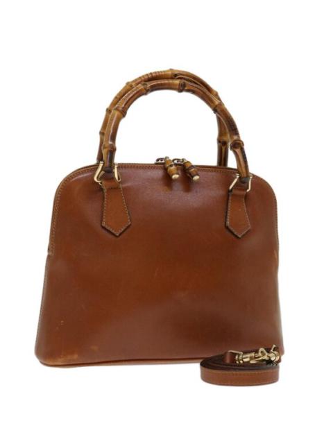 GUCCI Bamboo Hand Bag Leather Brown