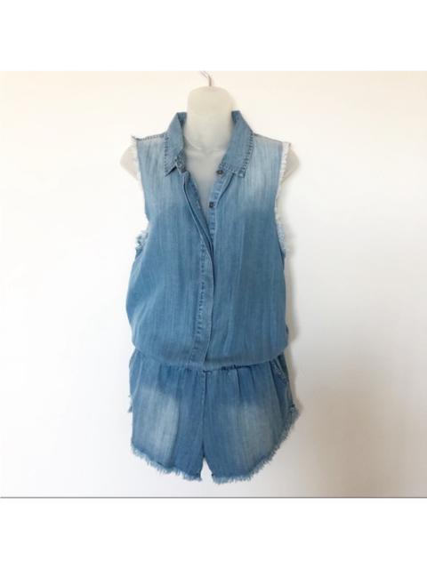 Other Designers Vintage Havana Distressed Chambray Sleeveless Boho Western Romper