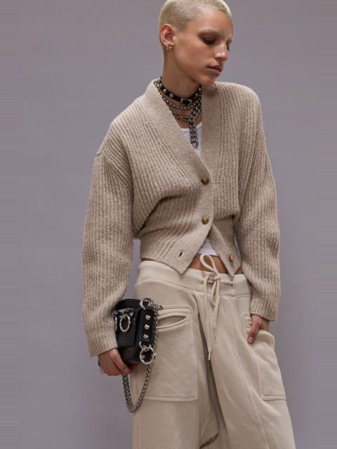 R13 SPLIT HEM RIBBED CARDIGAN