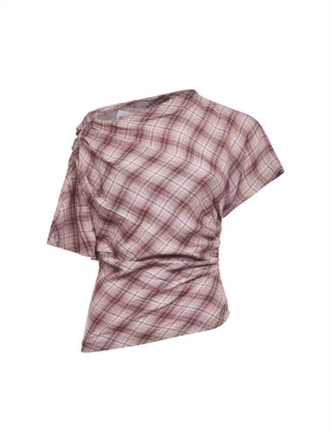 Isabel Marant Étoile Marant Etoile Women Rosewood Checkered Cotton Neyela Asymmetric Top