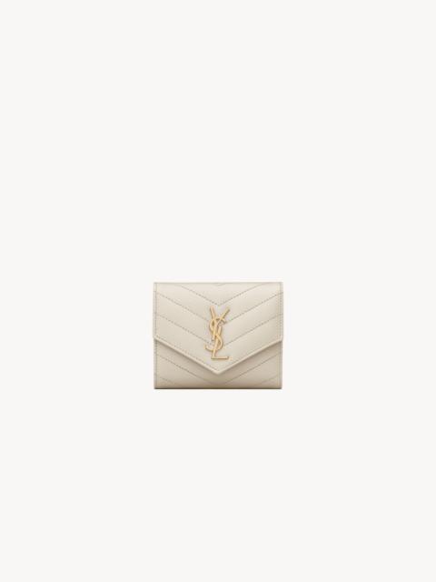 SAINT LAURENT CASSANDRE MATELASSÉ MULTI-FOLDED WALLET IN GRAIN DE POUDRE LEATHER