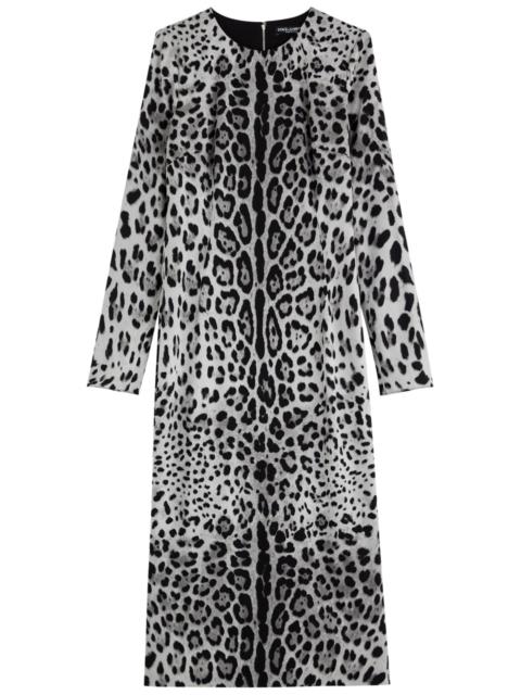 Dolce & Gabbana Leopard-print Stretch-silk Midi Dress