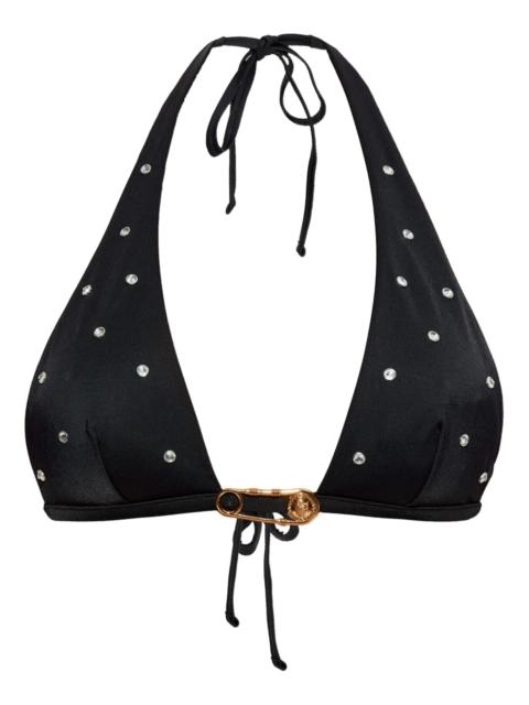 VERSACE crystal-embellished bikini top