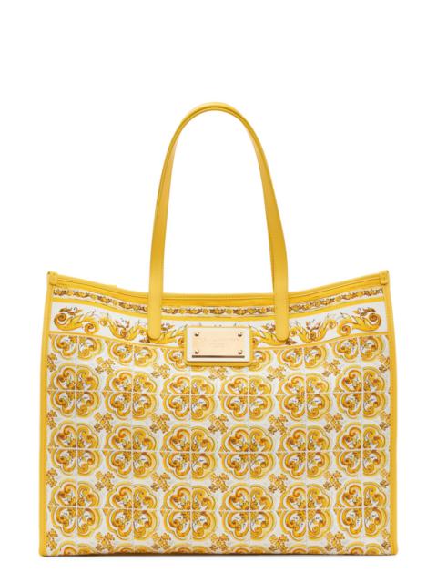 Dolce & Gabbana Dolce&Gabbana Majolica Print Canvas Shopper in Azulejos Giallo at Nordstrom