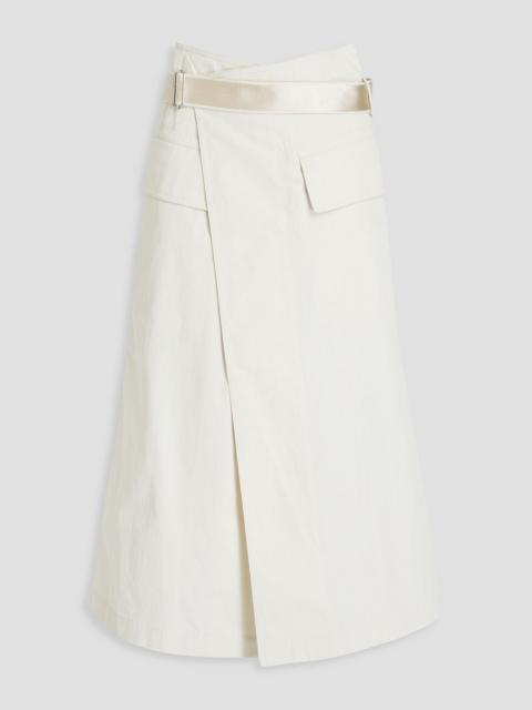 Helmut Lang Cotton-blend twill midi wrap skirt