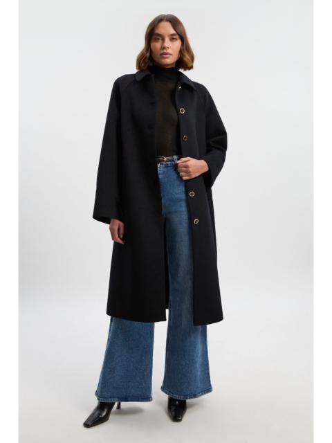 KAREN MILLEN Brushed Wool Collared Tailored Midi Coat