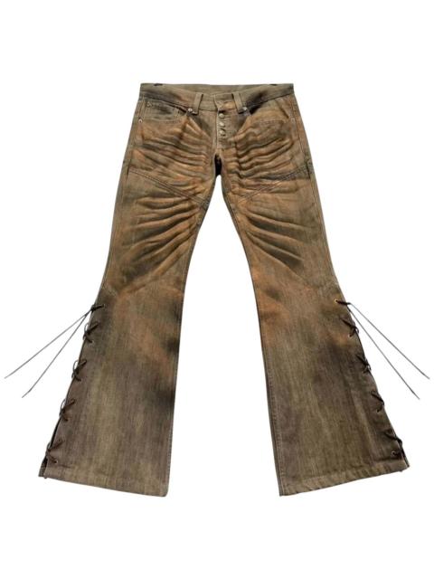 Other Designers 🔥TORNADO MART Smoke Brown Gold Dust Whisker Laced Leg Flare