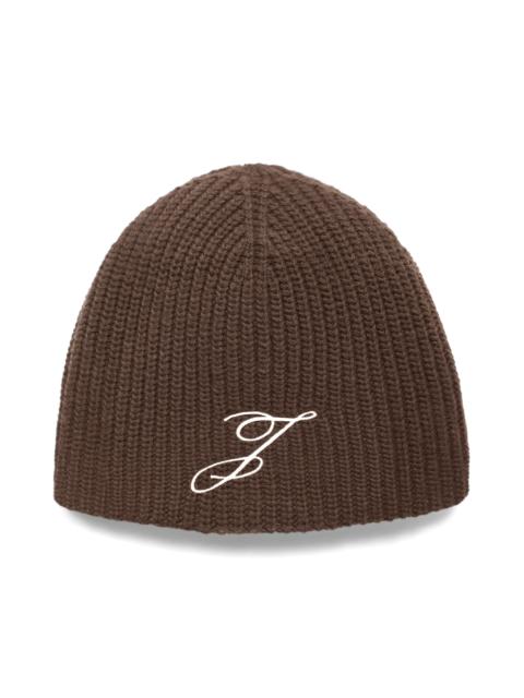 JACQUEMUS Jacquemus Le Bonnet Espiral Merino Wool Beanie in Dark Brown 880 at Nordstrom